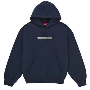 Supreme x Swarovski Motion Logo Navy Hoodie